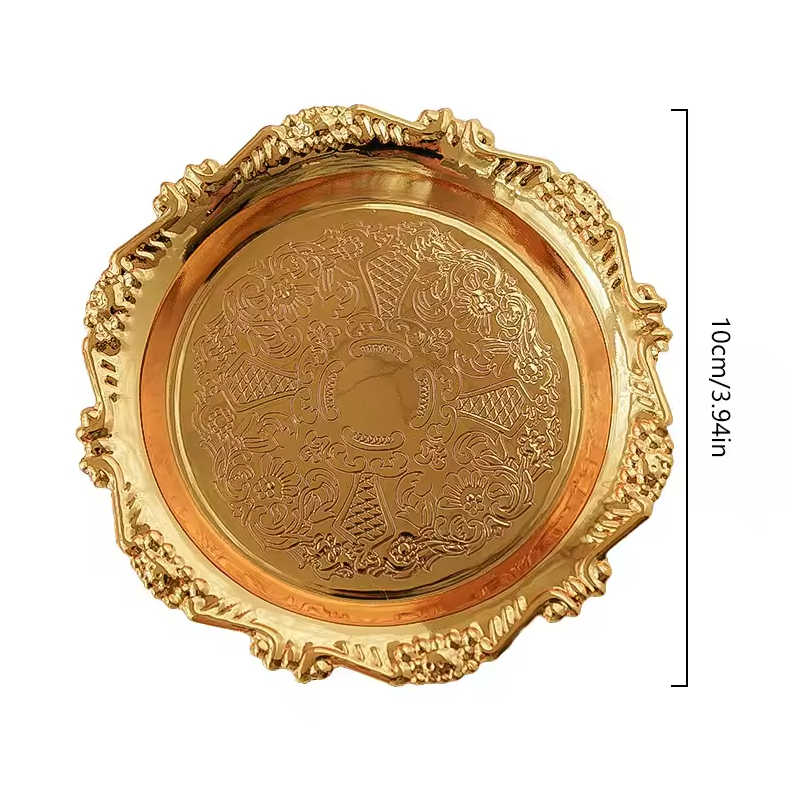 Vintage Gold Metal 6pc Coaster Snack