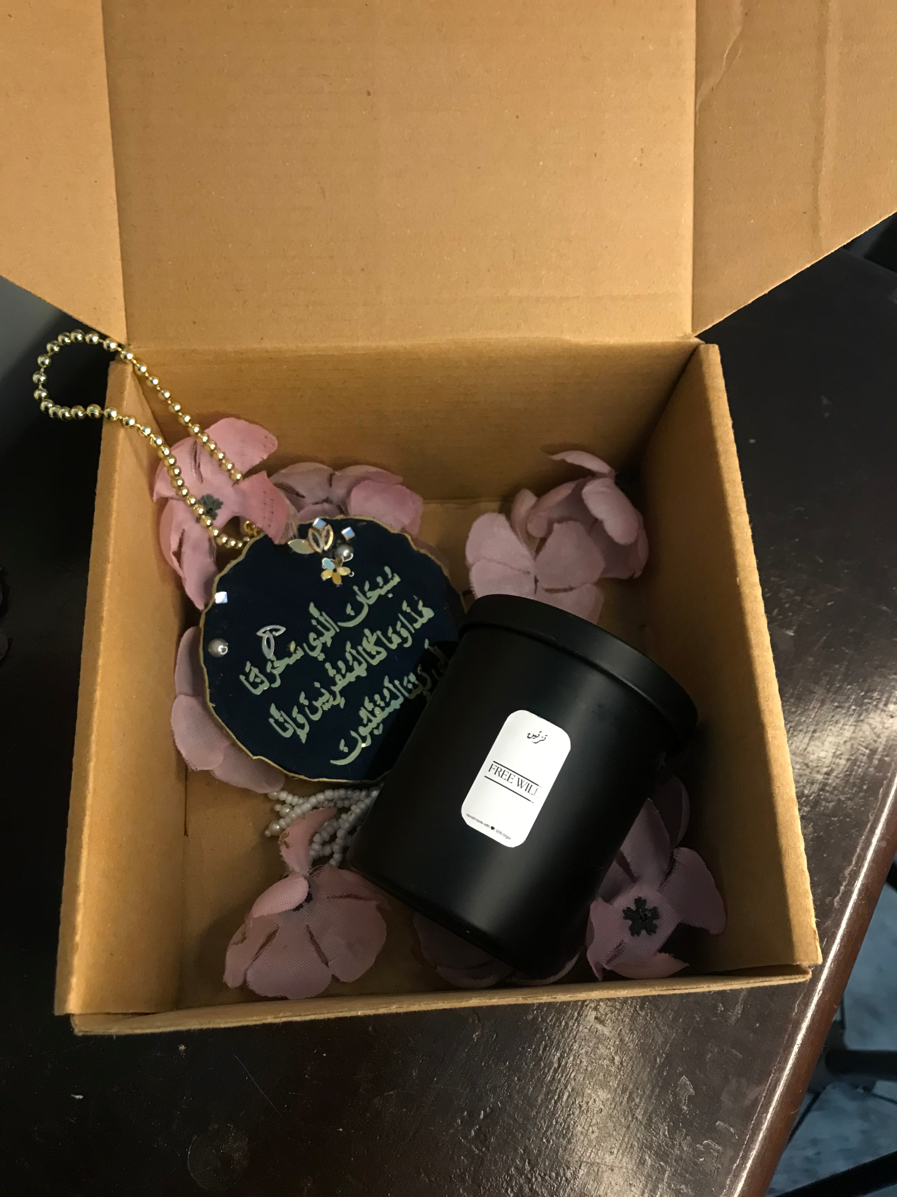 Customized Candle Jar with Label -  and Resin Car Hanging