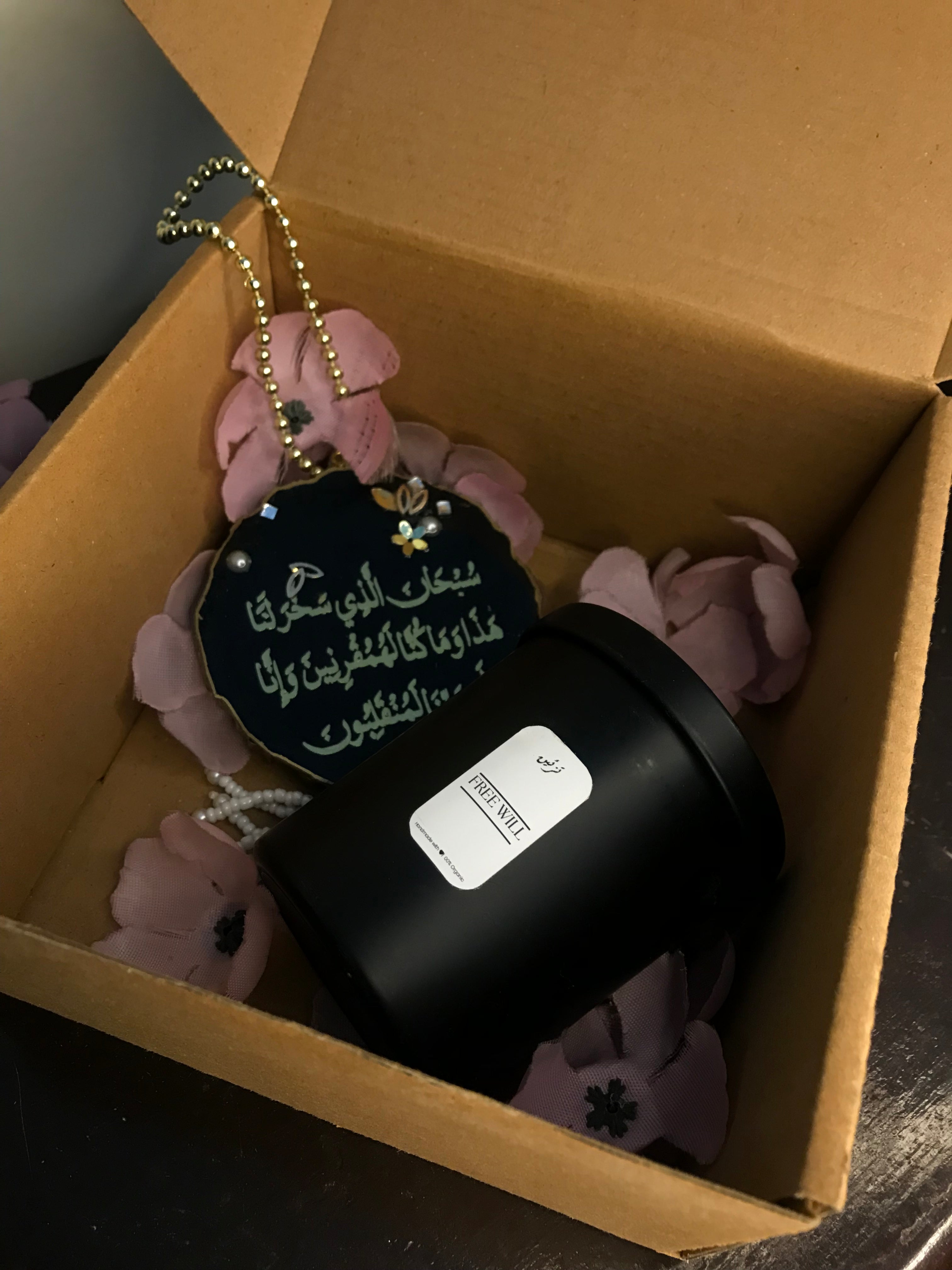 Customized Candle Jar with Label -  and Resin Car Hanging